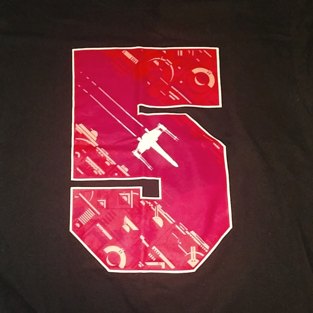 Size medium black "red number five" t-shirt